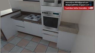 Cocina con Perfil Tirador Diseño 3D