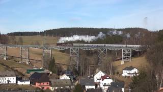 50 3648 und 52 8131 mit IGE-Sonderzug von Zwickau nach Chemnitz auf Markersbacher Viadukt am 25.2.17