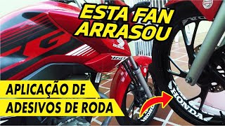 Cg Fan 160 - Apliquei adesivos de Roda pra fechar com CHAVE DE OURO a Personalização da Fan Vermelha