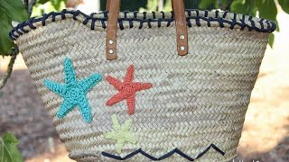 كروشيه نجمة البحر لتزين الشنط الخوص أو الخيش / how to make a starfish crochet | moory crochet