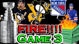 Pittsburgh Penguins New York Rangers Playoff Fire! Pens win 7-4 NHL Playoffs Game 3