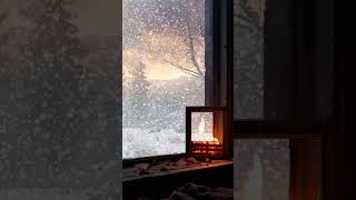 WinterAmbience Snowstorm And Fireplace#relax #snow#fireplace #snowstorm