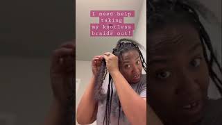 Somebody help! #shorts #tiktok #youtubeshorts #knotlessbraids #naturalhair #takedown #boxbraids #diy