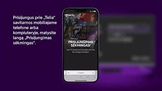 Prisijungimas prie Telia Play priedėlio su išmaniuoju įrenginiu.