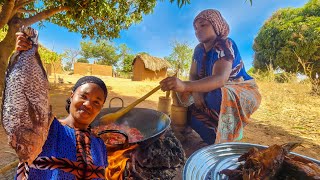 African village life #cooking village food for Breakfast | Trapia Fish With Fufu |  Village Cooking