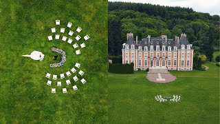 Romantic wedding drone shots at Château de la Cazine