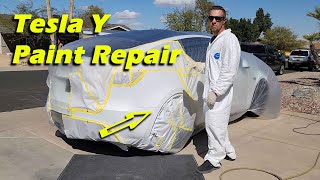 Mobile Bumper and Quarter Panel Repair Phoenix Arizona Tesla Y (3 Stage Pearl White)