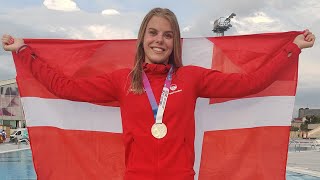 Se Martine Damborg vinde sølv på 100m butterfly ved EM for juniorer i Beograd