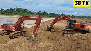 FULL VIDEO PART 1(ORIGINAL) EXCAVATOR WORK MAKING REPAIR WORK ON THE BANKS OF THE KELANTAN RIVER