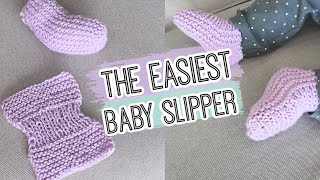 The Easiest Knit Baby Slippers - Knit Flat On Straight Needles, Free Pattern!