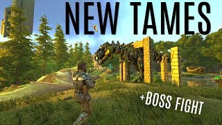 TAMES, DROPS, and OUR 1st BOSS FIGHT - Official PVP (E2) - ARK Survival