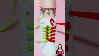 2 Colors shoelaces tying style for girls? Crisscross 2 color lacing #shorts #viral #shoes