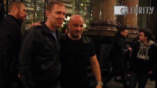 David Draiman from Disturbed greet fans after concert in Moscow, 16.03.2017