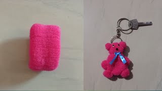 How to make Teddy bear key chain/Make Teddy bear By using rubber band/small teddy bears/make doll