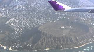 Waikiki Beach and Diamondhead View from the air 2013 on Hawaiian Airlines