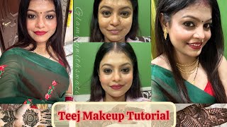 Teej Makeup Look 💚💚| Step by step makeup tutorial | Beginners makeup | festive look | Saree look |