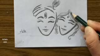 Radha Krishna Pencil drawing easy | How to draw lord krishna