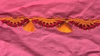 How to do saree kuchu/tassels/crochet with beads design