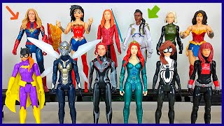 Bonecos Vingadores Vs Liga da Justiça-Capitã Marvel,Mulher Maravilha,Batgirl,Spidergirl,Black Widow