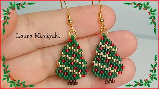 🎄СЕРЬГИ С РОЖДЕСТВЕНСКОЙ ЕЛКОЙ/ MIYUKI BRICK STITCH