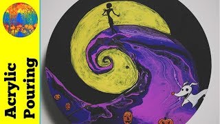 Halloween Acrylic Pour - How to Make A Nightmare Before Christmas Record