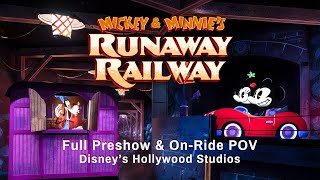 Mickey & Minnie's Runaway Railway | Full Pre-Show & On-Ride POV (2021, 4K)