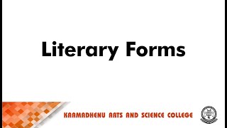 Literary Forms | Ms M Amsaveni Assistant Professor | Department of English