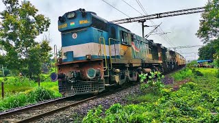 Beautiful Swachh Bharat Livery Pune WDM 3A Alco leads 11097 Poorna Express !! Konkan Railway!!