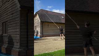 A super satisfying moss removal from a roof #dirty#cleaning#satisfying#water#transformation#shorts