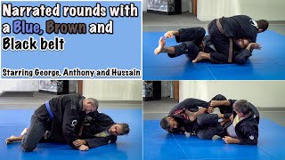 Narrated rounds with a Blue, Brown and Black belt