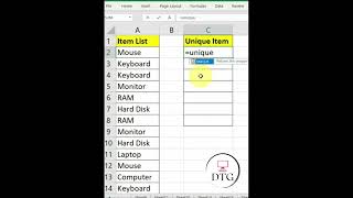 Unique Item From A List In Excel #short #Excel #exceltips #exceltrick #DTG #@dhankhar2023