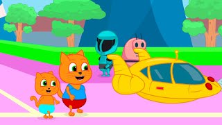 Familia de Gatos - Mundo virtual de robots Dibujos Animados Para Niños