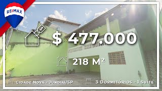 Abaixo do Preço! Casa 3 dormitórios à venda, 218 m² por R$ 477.000 - Cidade Nova - Jundiaí/SP