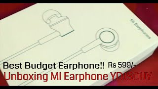 Unboxing Mi Earphones (with in-built mic) (Black) Model : YDJS01JY