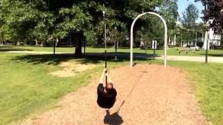 Dave attempting the zip line at Ritter Park