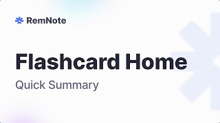 The Flashcard Home - RemNote 1.11 🎉