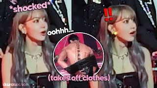 Sakura can't stop reacting to Ateez' San solo performance (she was shocked)