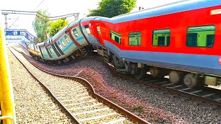 The moving train suddenly went off the track #indianrailways