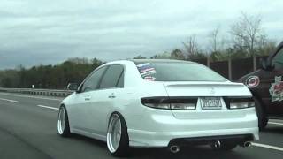 hellaflush Becky accord on WORK wheels cruising in the highway