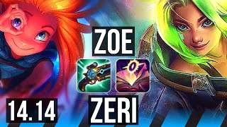 ZOE vs ZERI (MID) | 10/0/7, 10 solo kills, Legendary, 500+ games | EUW Master | 14.14