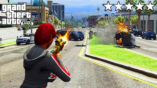 GTA 5 CRAZY GIRL FIVE STAR POLICE RAMPAGE WANTED LEVEL ESCAPE!