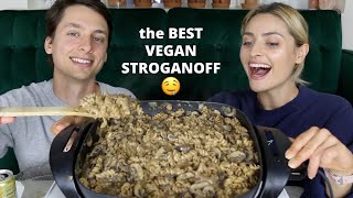 ONE POT VEGAN STROGANOFF RECIPE! + MUKBANG