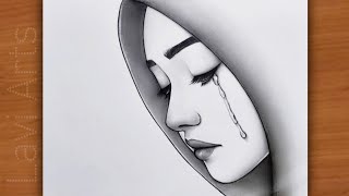 How to draw Sad Girl - Easy step by step Pencil Drawing | rasm chizish | Drawing Pictures |Lavi Arts