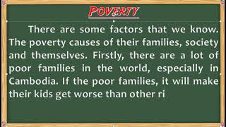 English Essay Topic 25 | Poverty | Vantrodeth Legend