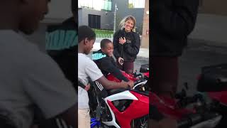 Biker Girl Lets Kids Rev Bike #Shorts