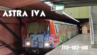 Trenul de metrou ASTRA IVA 172-107-110 sosește în stația Grivița (M4).