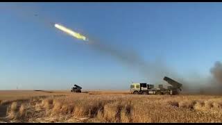 The Czech RM-70 Vampire multiple rocket launcher fires at Russian troops. War in Ukraine