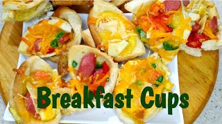 Breakfast Egg Cups //Easy Breakfast Idea//Kids Meal//Delicious Bread Stuffed Cups//Easy Recipe//Eggs