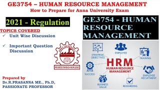 Anna University Exam Preparation - GE3754 - Human Resource Management Important Questions