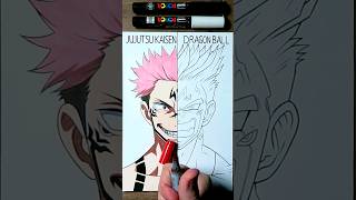 Drawing Sukuna 😈 JUJUTSU KAISEN vs DRAGON BALL 🎨✨ | Part 2 #shorts #sukuna #jujutsukaisen